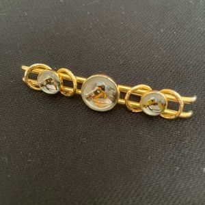 Vintage Reverse Crystal Brass Equestrian Dressage Cravat/Scarf/tie Brooch Pin
